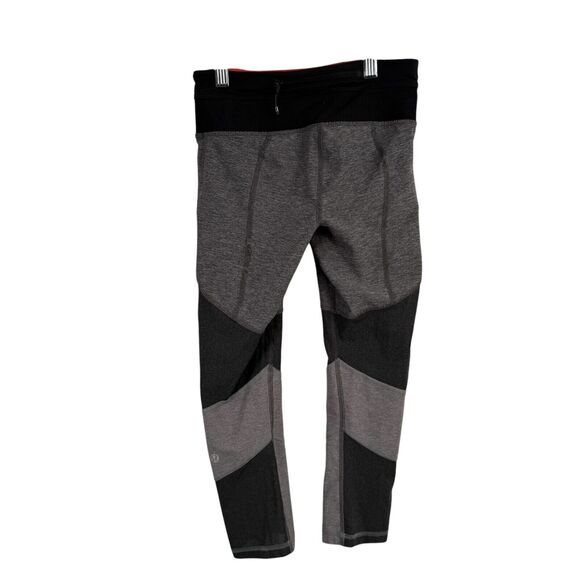 Lululemon Mesh With Me Grey Crop Leggings 18" Active Gym Run Low Rise Womens 2 - Picture 3 of 6